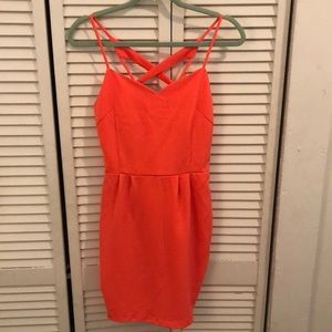 Strappy Back Dress, size Small, neon coral (not orange)